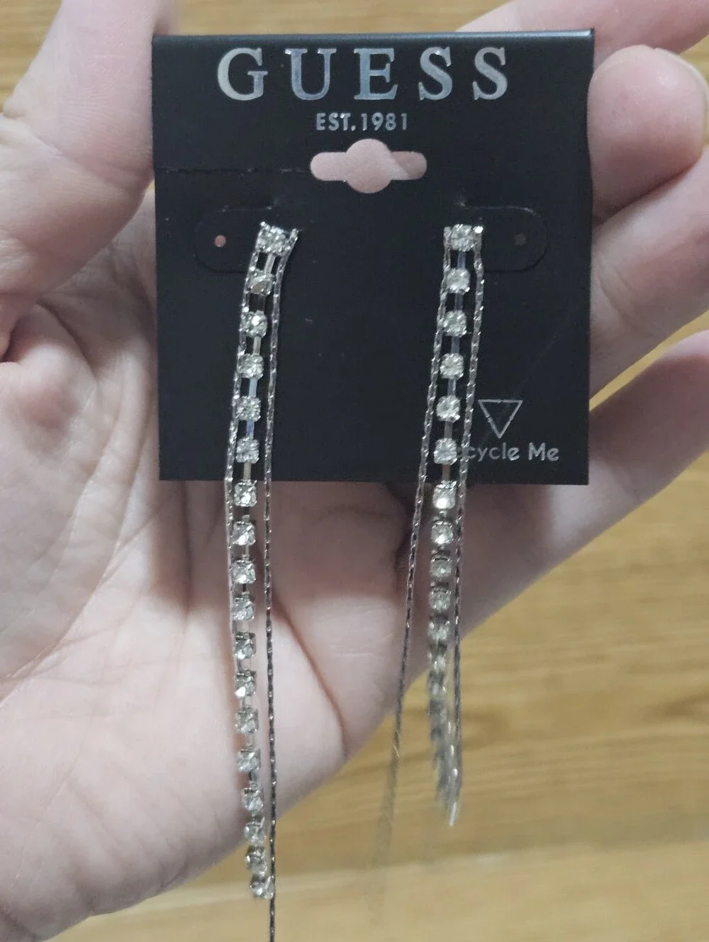 Guess Dangle Earrings With Rhinestones Fashion Jewlery